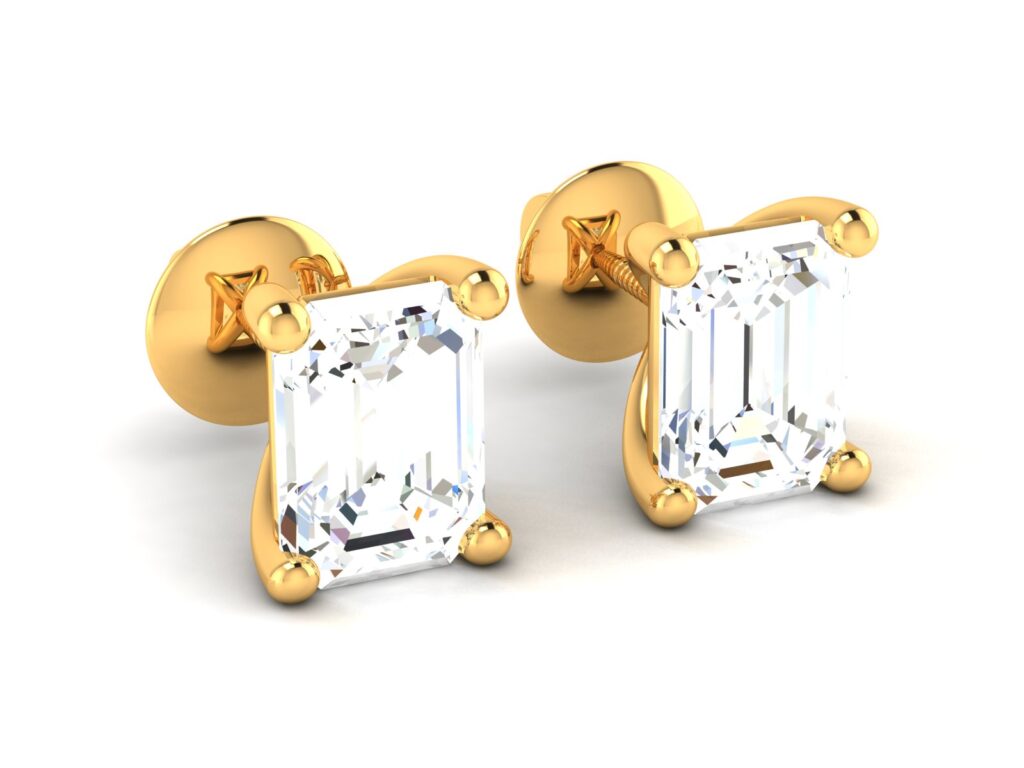 עגילי סוליטר אמרלד Emerald Studs